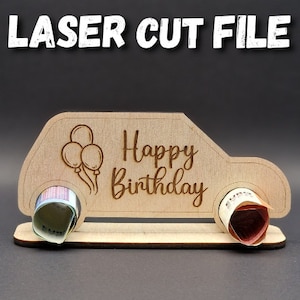 Coche de archivo cortado con láser como regalo de cumpleaños en formatos SVG, DXF y .AI