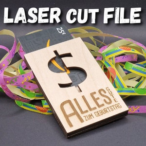 Laser Cut File Geldgeschenk oder Gutscheinhalter in den Formaten SVG, DXF und .AI