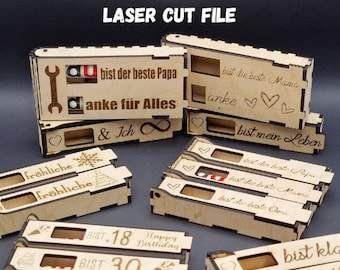 Laser Cut File Personalisierbare Pralinenschachteln als SET in den Formaten SVG, DXF und .ai