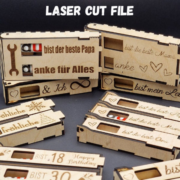 Laser Cut File Personalizable chocolate boxes as a SET in SVG, DXF and .ai formats