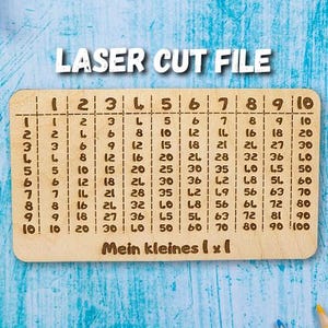 Laser Cut File - Kompakte Tafel für das kleine Einmaleins - Perfekt für die Schule in den Formaten SVG, DXF und AI