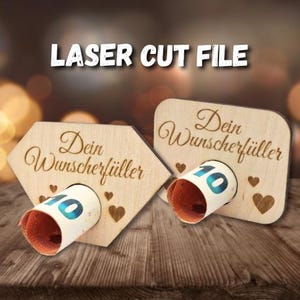 Set di file tagliati al laser: ciò che esaudisci i tuoi desideri con regali in denaro per compleanni e Natale nei formati SVG, DXF e AI
