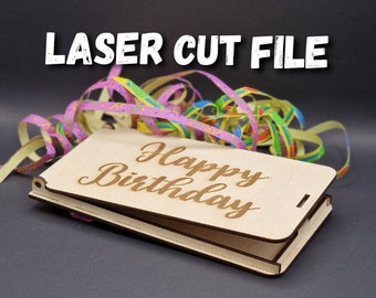 Boîte personnalisable de fichier découpé au laser comme cadeau monétaire aux formats SVG, DXF et .ai