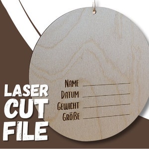 Archivo láser Letrero de madera personalizable para bebés y recién nacidos como descarga en SVG, DXF y .ai