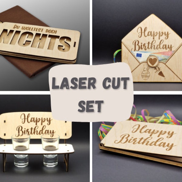 Laser cut files as a SET for cash gifts in SVG, DXF and .ai formats