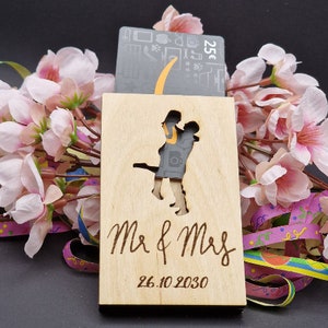 Titular del vale de boda: archivo cortado con láser personalizable para regalos del Sr. y la Sra. en SVG, DXF y .AI