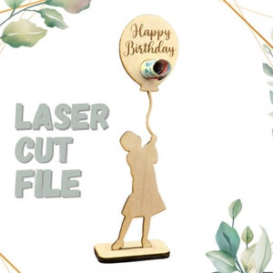 Laser Cut File Personalizable birthday money gift as SVG, DXF and .ai file