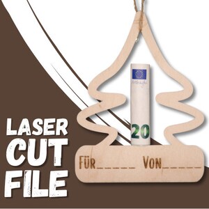 Personalisierbare Laser Cut Datei Weihnachtskugel als Tannenbaummotiv - das perfekte Geldgeschenk zu Weihnachten in SVG, DXF und .ai