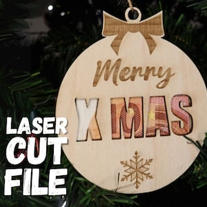 Boules de Noël personnalisables découpées au laser avec compartiment à billets en SVG, DXF et .ai. Cadeau d’argent de fichier laser pour Noël.