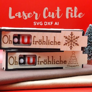 Laser Cut File - Personalisierbares Geschenk für Weihnachten - Pralinenschachtel als Download SVG, DXF und .AI
