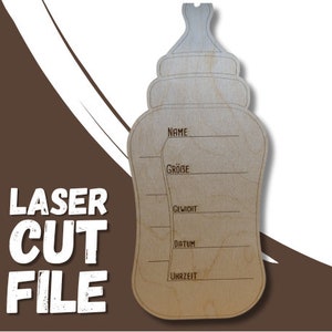 Laserdatei Personalisierbar Hallo Welt Schild im Nuckelflaschen Design als Download in SVG, DXF und .ai