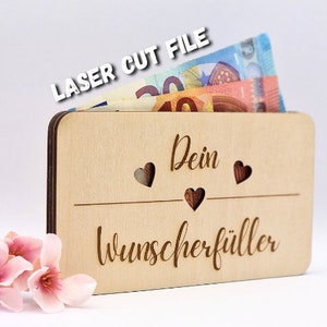 Laser Cut File Geldschein-Geschenkhalter "Dein Wunscherfüller" - Perfekt für Geburtstage in den Formaten SVG, DXF und AI
