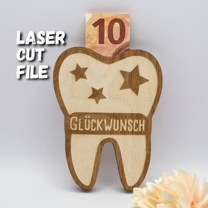 Regalo in denaro con file tagliato al laser dalla fatina dei denti nei formati SVG, DXF e .AI