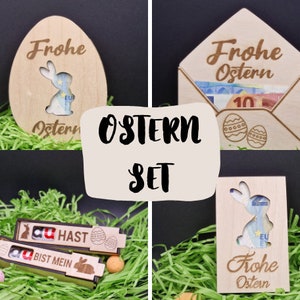 Laser Cut File Ostern SET bestehend aus Gutscheinhalter, Geldgeschenk und Pralinenschachtel SVG, DXF und .ai