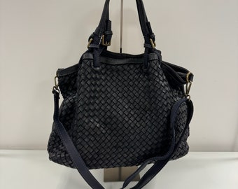 Braided handbag, buttery soft premium leather, crossbody bag, hobo bag, shoulder bag, woven bag, tote bag, shoulder bag, black