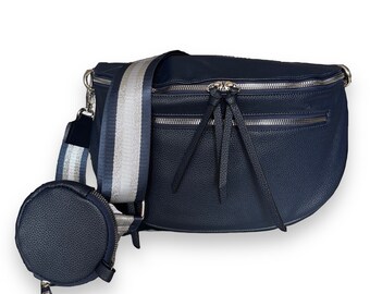 XL Crossbody Bag VEGAN, shoulder bag women, xl bum bag large, cross bag, cross body bag, bum bag dark blue