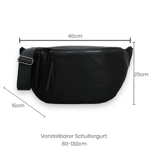 XXL Crossbody Bag VEGAN, Crossbag, Umhängetasche, Bauchtasche groß, Slingbag, Hüfttasche,Cross Body Bag, Moon bag, Gürteltasche, Schwarz Bild 4