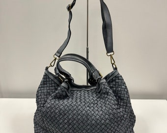 Borsa intrecciata, morbida pelle premium burrosa, borsa a tracolla, borsa hobo, borsa a tracolla, borsa intrecciata, borsa tote, borsa a tracolla, grigio