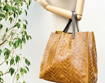 Shopper bag braided, tote bag, braided handbag, leather handbags women, shoulder bag, handbag, leather shopper, color selection