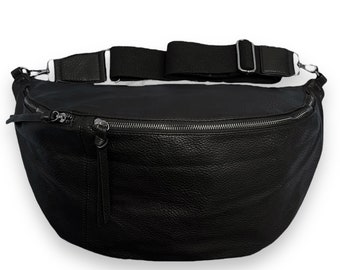 XXL Crossbody Tas VEGAN, kruistas, schoudertas, grote buiktas, slingbag, heuptas, crossbody tas, maantas, heuptas, zwart