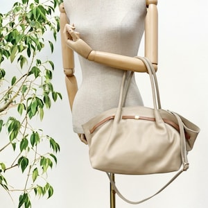 Bolso shopper minimalista, bolso tote, bolso de hombro, bolso bandolera, bolso de piel con hebilla de cinturón, bolso cesta, premium, bolso hobo
