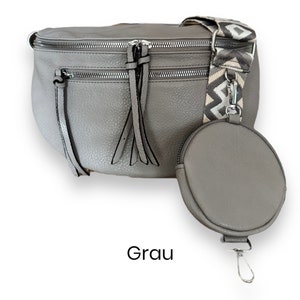 XL Crossbody Bag VEGAN, Umhängetasche Damen, Bauchtasche, Crossbag, crossbody tasche, Cross Body bag, Bauchtasche mit breitem Gurt Grau