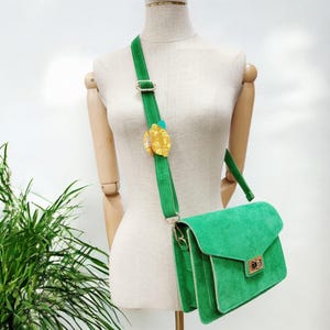 Wildleder Umhängetasche, Crossbody Bag Damen, Crossbag Veloursleder, Schultertasche Wildleder, kleine Tasche, Ledertasche - Farbauswahl