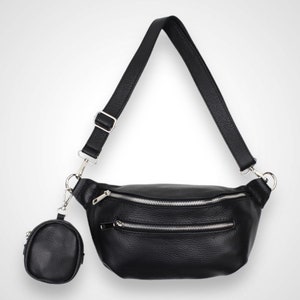 Bolso bandolera XL mujer, bolso cruzado de cuero, bolso de vago grande, bolso de hombro de cuero, con billetera, bolso, bolso de vago de cuero, bolso cruzado