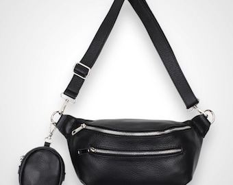 XL Crossbody Bag for Women, Leather Crossbody Bag, Large Fanny Pack, Leather Shoulder Bag, With Wallet, Purse, Leather Fanny Pack, Crossbody Bag
