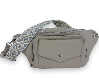 XL Crossbody Bag, Crossbag VEGAN, Crossbody Bag, Shoulder Bag Women, Bum Bag with Front Compartment, Belt Bag, Grey