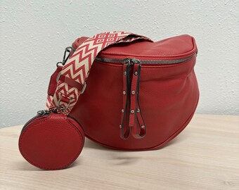 Borsa a tracolla XL VEGAN, grande, borsa appesa per donna, borsa a tracolla, borsa a tracolla rossa, marsupio a forma di borsa, borsa a secchiello, borsa a secchiello, rossa