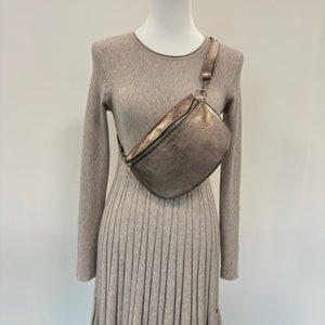 Leder Crossbody Bag, Crossbag Leder, Bauchtasche, Leder Umhängetasche, Cross Body bag,Ledertasche, Bauchtaschen, Gürteltaschen, Bronze,M