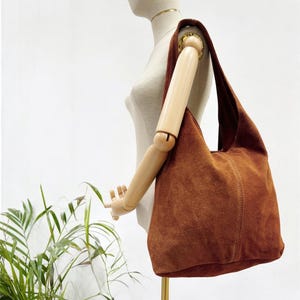 Shopper aus Wildleder, Wildleder Schultertasche, Wildledertasche, Shopper, Wildleder Tasche, Hobo Bag, Tote Bag, Slouchy Bag - Farbauswahl