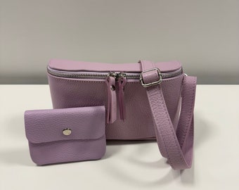 Sac crossbody pour femmes, cuir crossbag, sac de ventre violet, sac à bandoulière, sac en cuir, sac de ventre en cuir, sacs de ceinture, mini sac à main, ensemble