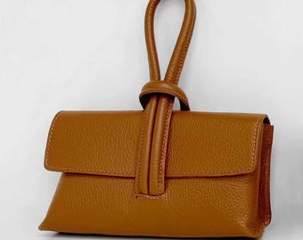 Shoulder bag leather, crossbody bag black, clutch, handbag, clutch, bag with knot, leather bag women, mint, pink, beige, silver