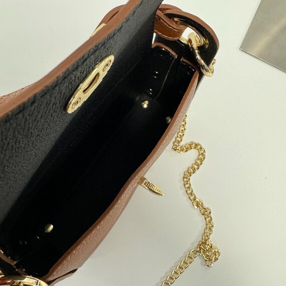 Bee Leather Shoulder Bag Women Handmade Italian Gold-colored