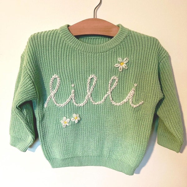 Custom Hand Embroidered Baby/Toddler/Youth Name Sweater