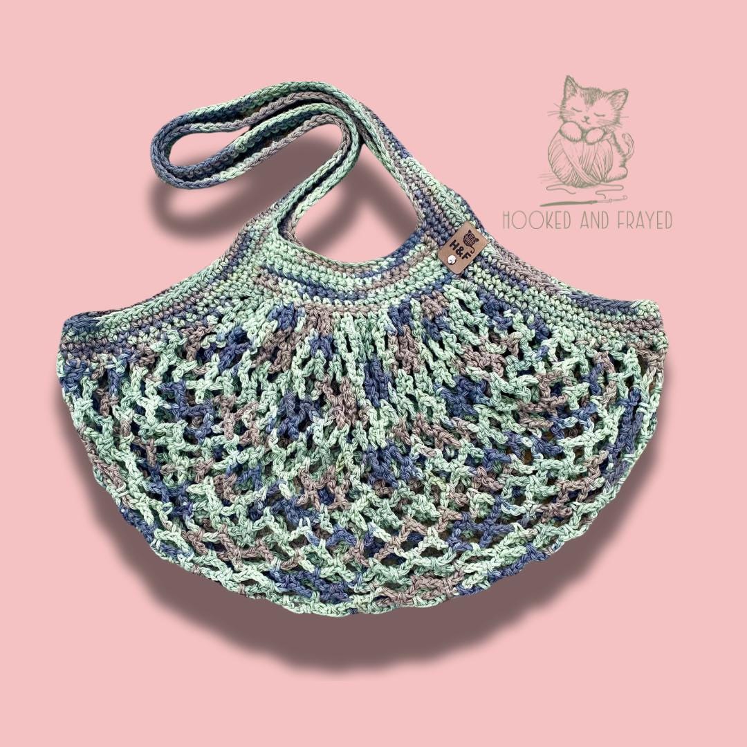 Camo Crochet Market Bag – Reusable Tote, Handmade Grocery Bag, Eco-Friendly Gift