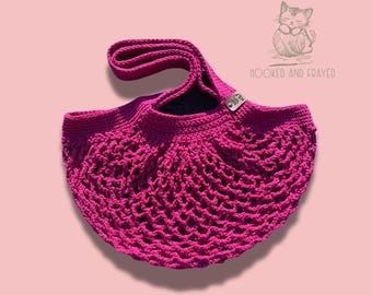 Pink Crochet Market Bag – Reusable Tote, Handmade Grocery Bag, Eco-Friendly Gift