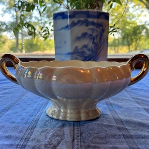 Vintage Iridescent Lusterware decorative Bowl with 22 Karat Gold.