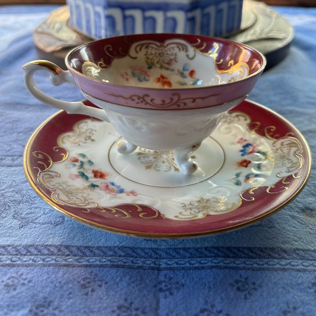 Vintage Pink and Gold Floral Ucagco China Tea Cup and Saucer Etsy