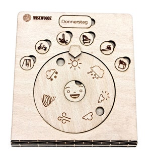 Wisewoodz mini agenda quotidien en bois, météo, sentiments et routines quotidiennes comme jeu éducatif pour les petits enfants