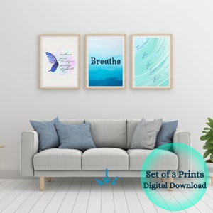 Set of 3 Inspirational Positive Signs, Therapy Art Decor, Calming Corner, Growth Mindset Print, Motivational Wall Art, Counsellor Office