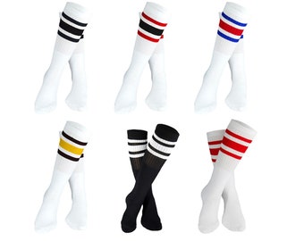 Sport stripe long skate socks skater basketball 19" inch cotton vintage tennis socks one size