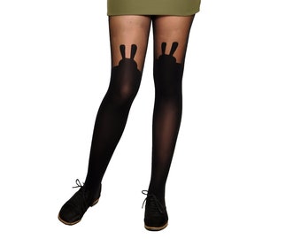 Cute mock over-knee sock tights with an adorable rabbit pattern BUNNY