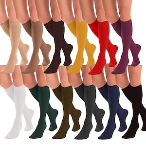  Calcetines largos sexys a rayas blancas y negras para mujer, calcetines  altos por encima de la rodilla, medias por encima de la rodilla, calcetines  cálidos a la rodilla (color beige, talla