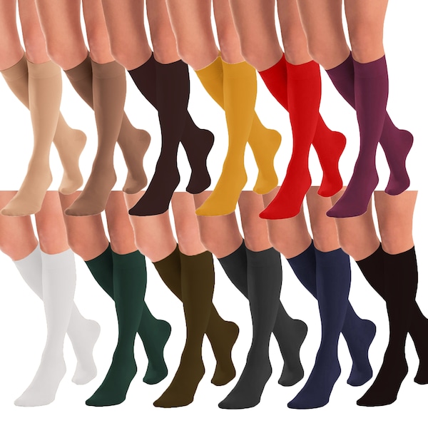 Women microfiber opaque trousers tube knee high socks multipacks