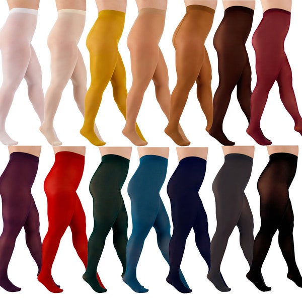 Women opaque microfiber tights 60 denier range of colours Aurellie S up to 4XL