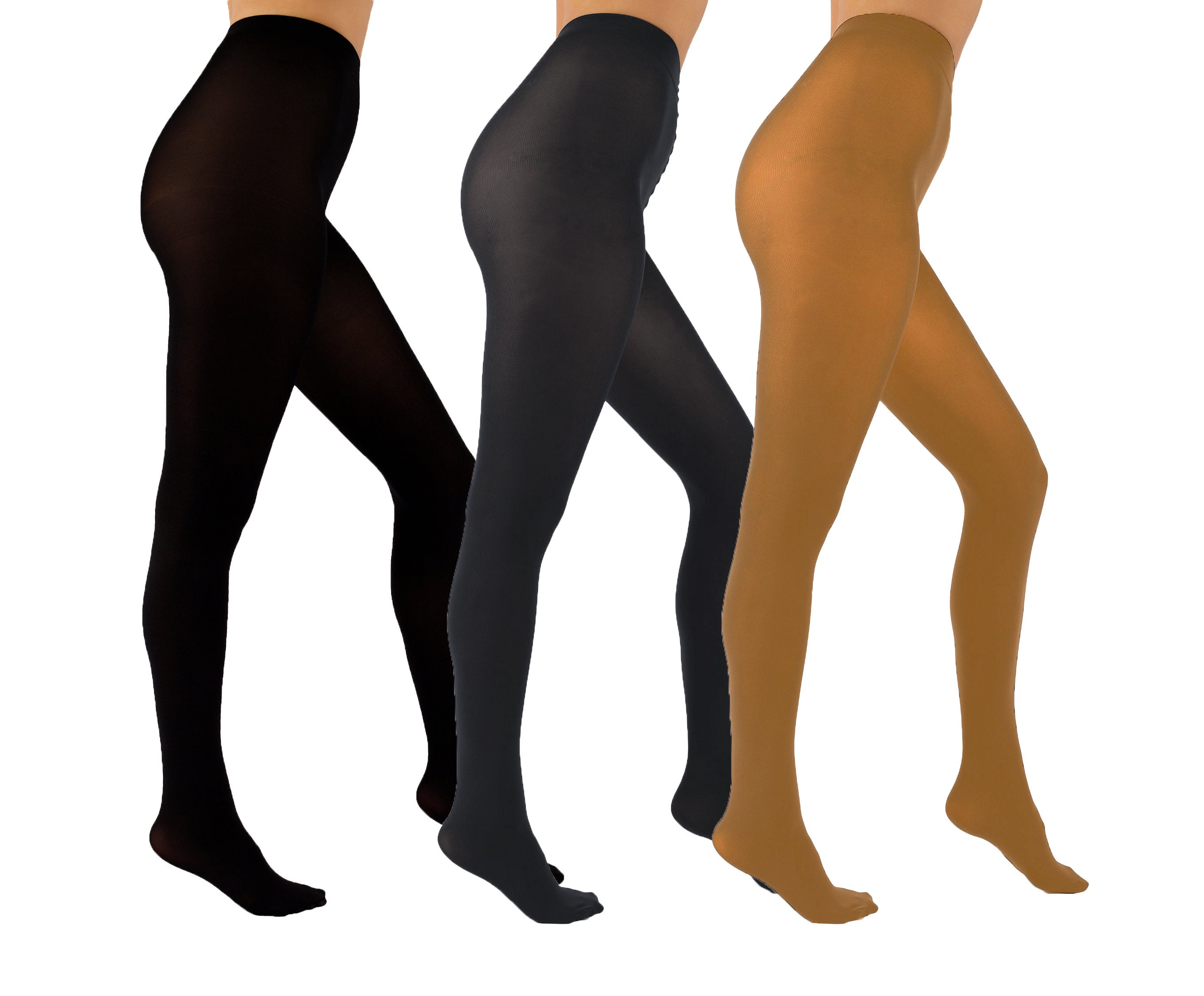 Black Plain 3 PACK School Uniform Sheer to Opaque Tights Girl's 9 - 16 Years