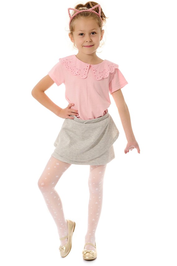 Girls White Patterned Sheer Tights Bridesmaid Flower Girl Wedding Communion Everyday Aurellie Etsy Canada